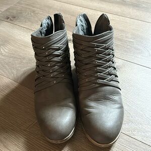 Gray ankle boots